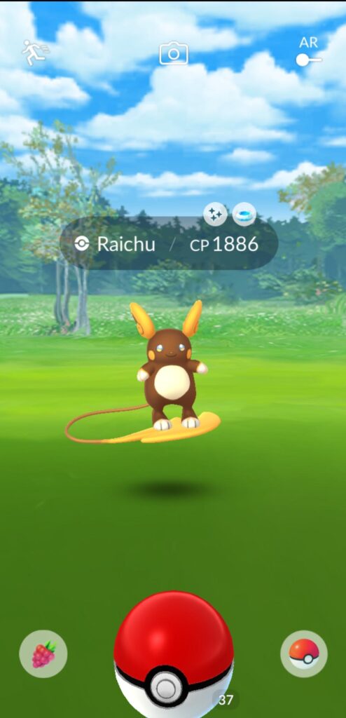Encountered and caught Shiny Alolan Raichu