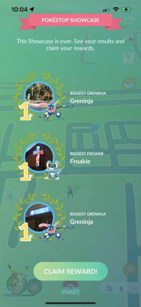 Showcase rewards - three first place