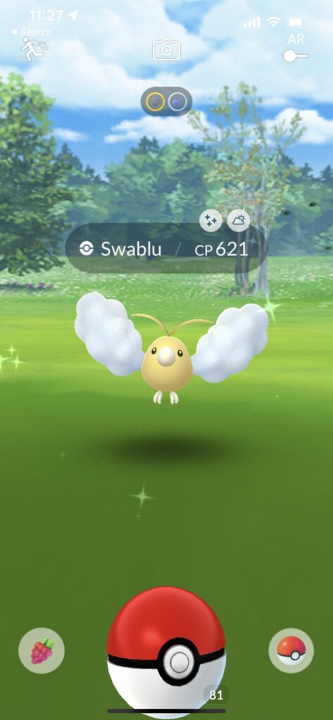 FOUND A SHINY SWABLU!!!