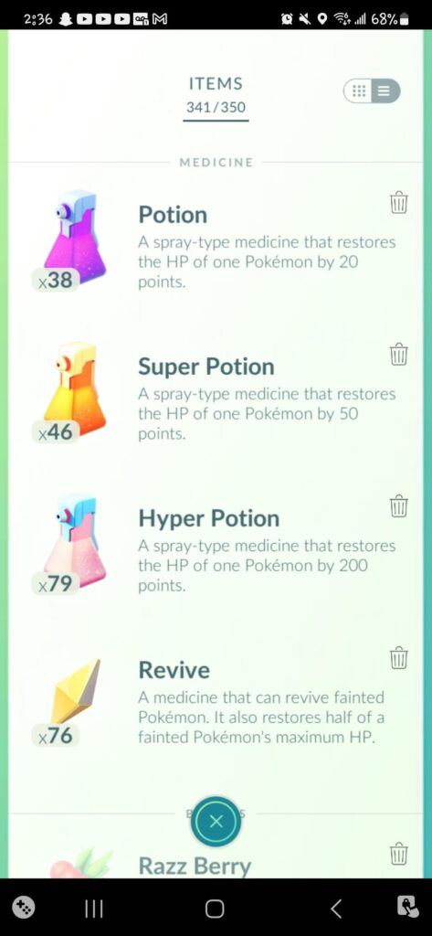 Out of pokeballs and my item bag is always full. What should I get rid of to make room for more pokeballs?