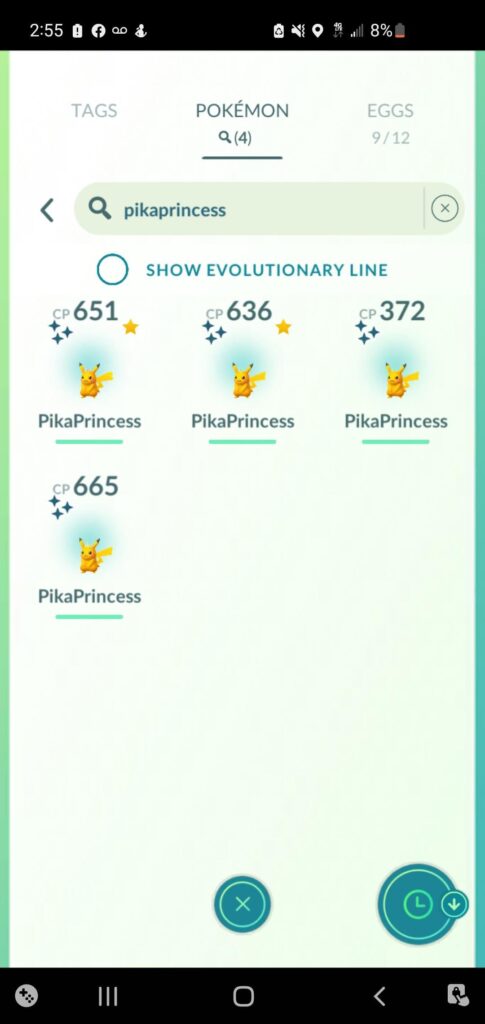 I got shinies of each Princess Pikachu!!!
