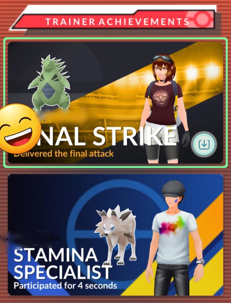 Niantic called my bf a "Stamina Specialist" for participating for 4 seconds