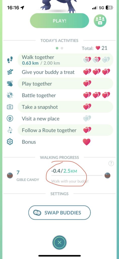 How am I negative waking distance?