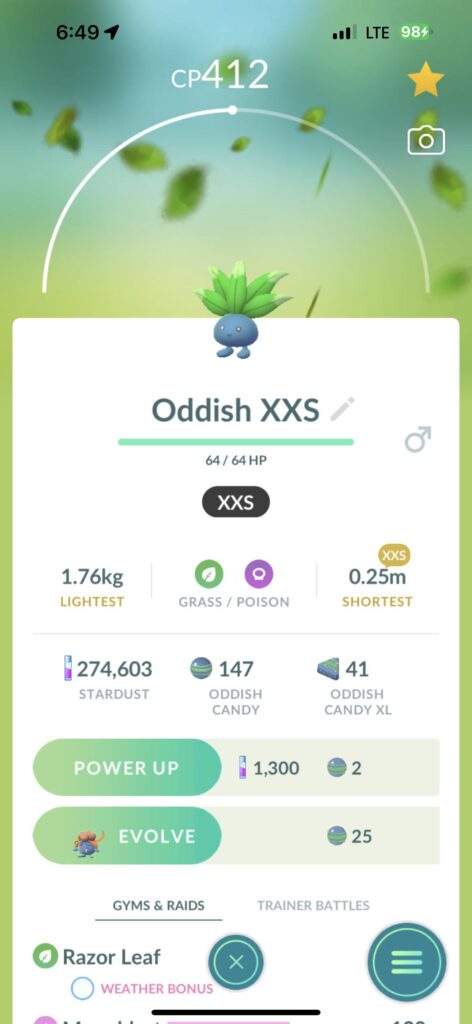 Evolve for xxs vileplume or xxs bellosum?