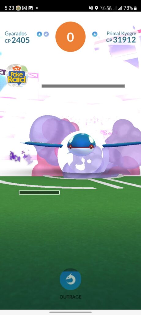 Primal Kyogre raid won at 0 second