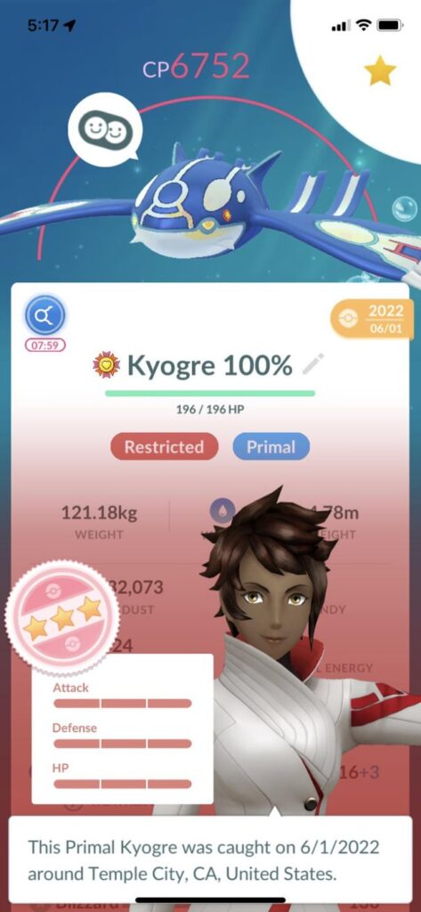 My dream team finally complete. Level 51 perfect IV primal/mega weather trio