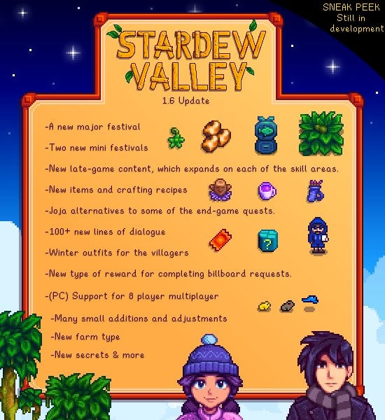 Stardew Valley 1.6 Content Sneak Peek from ConcernedApe.