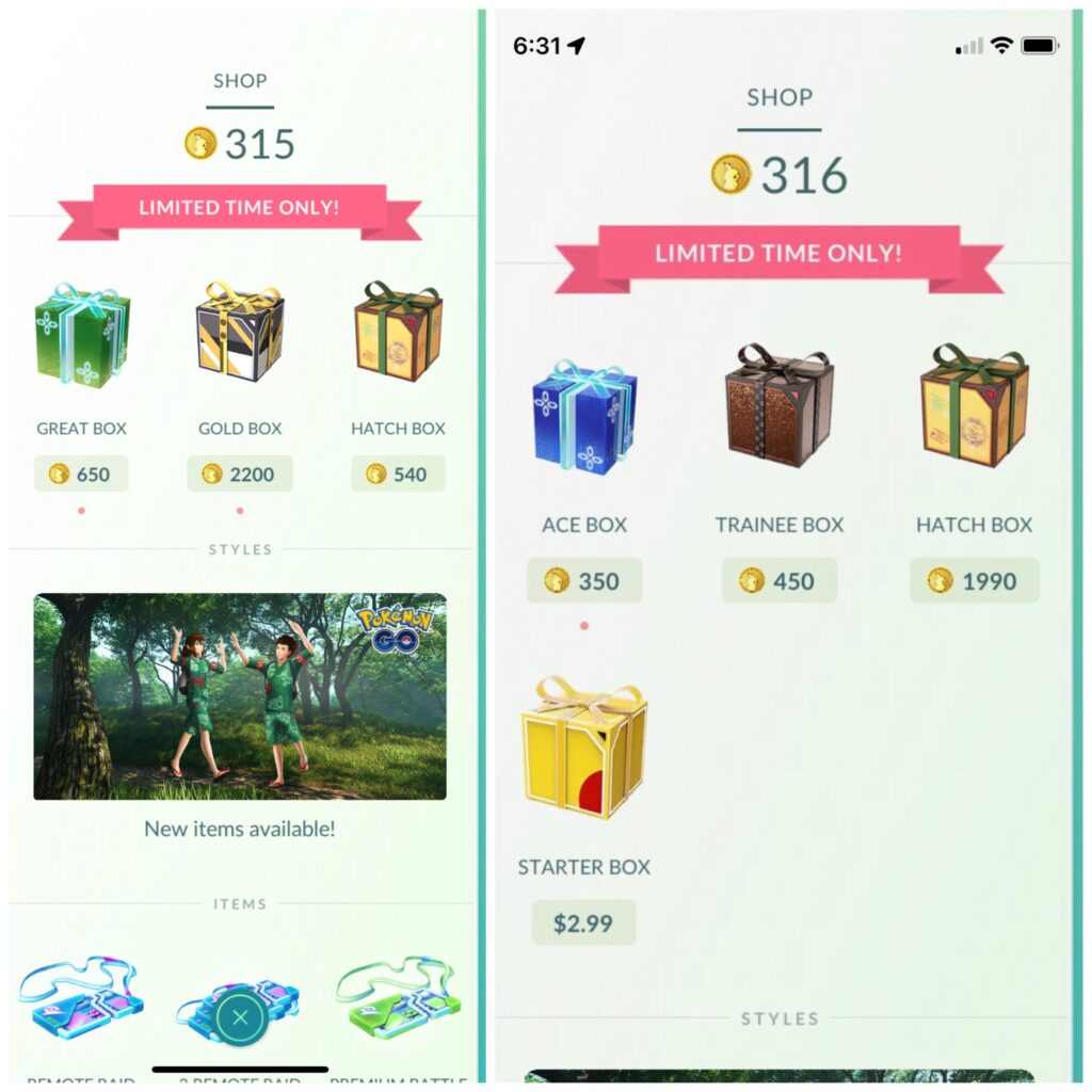 Why would my wife and I have different available options in the shop?