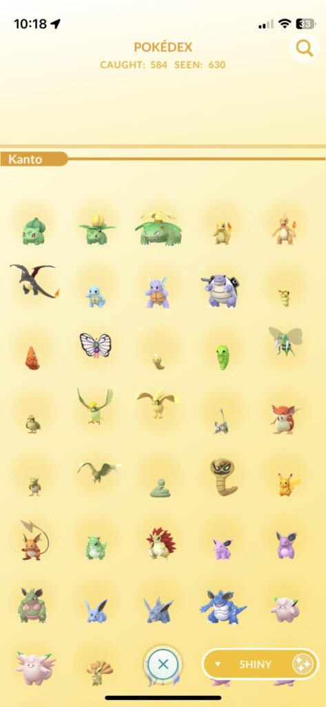 Recently completed the Kanto shiny Pokédex!