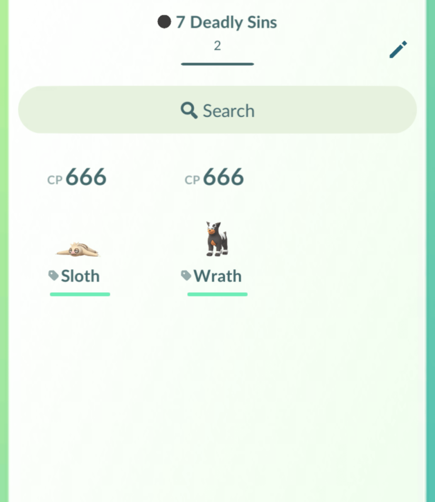 Not really trying to collect these, but decided to have fun with it. What other Pokemon would fit the sins? Or , what Pokemon would fit a list with angel numbers?
