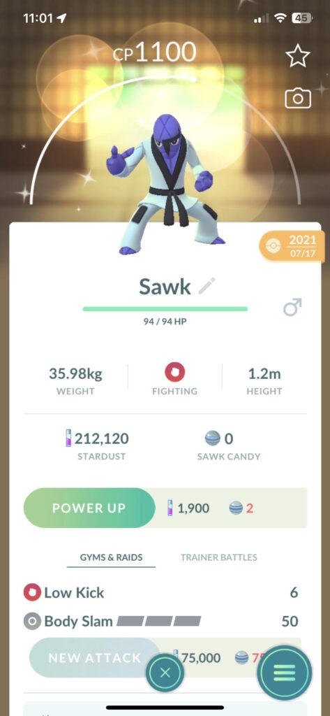 Have had this guy awhile. Is Shiny Sawk considered rare?