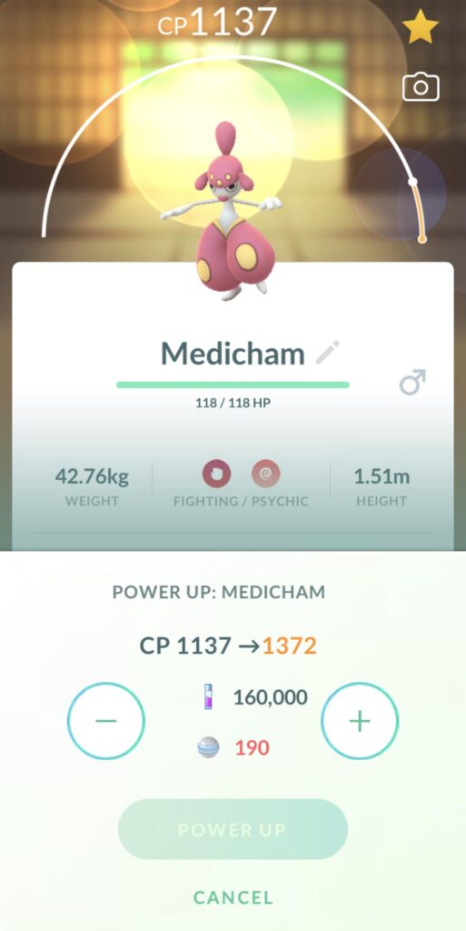 Why is my Medicham’s max cp only 1372?