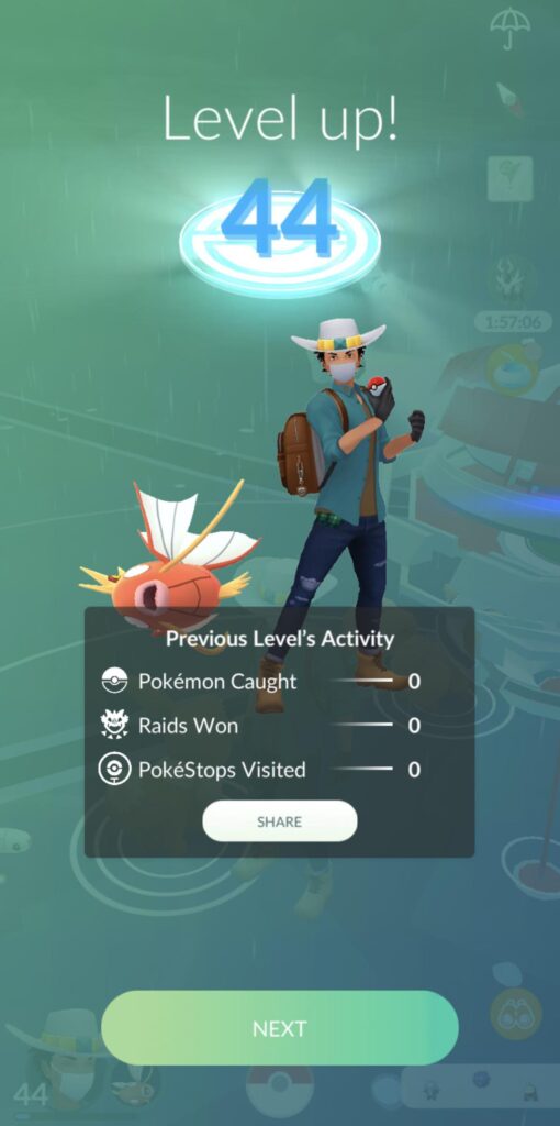I made it through level 43 without catching a Pokemon, winning a raid, or visiting a stop.