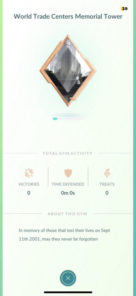 Just did a Bombirdier raid at the Twin Towers Memorial... on 9/11… oh Niantic...
