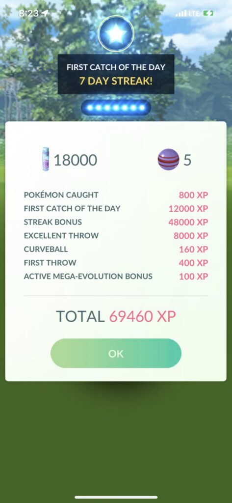 Not a bad throw, 18k dust and ~69k xp off a Sableye