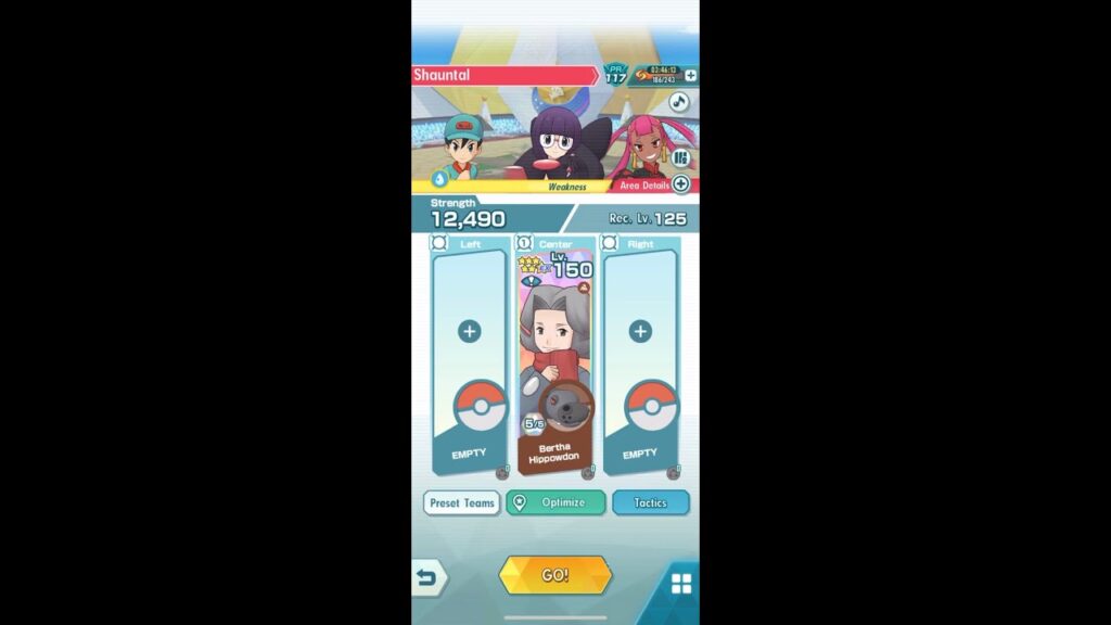 Pokemon Masters EX : Bertha Solos Shauntal (Water Weak) 2500 Points