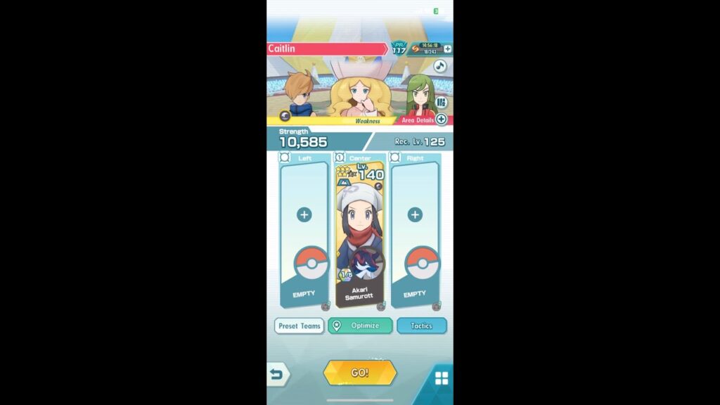 Pokemon Masters EX : Akari Solos Caitlin (Dark Weak) 2500 Points