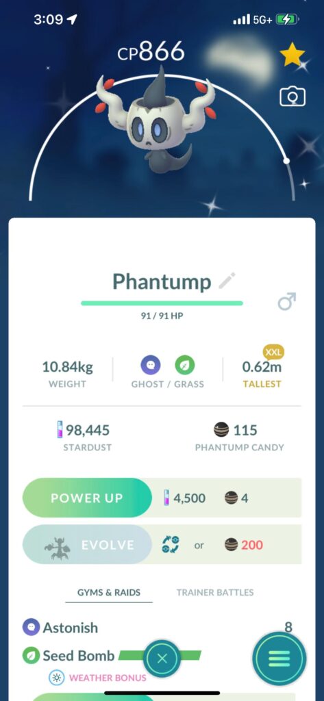 XXL Phantump caught today