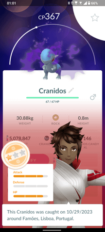 I was sharing my one Shadow Cranidos' struggle with a friend when he showed me his only one.