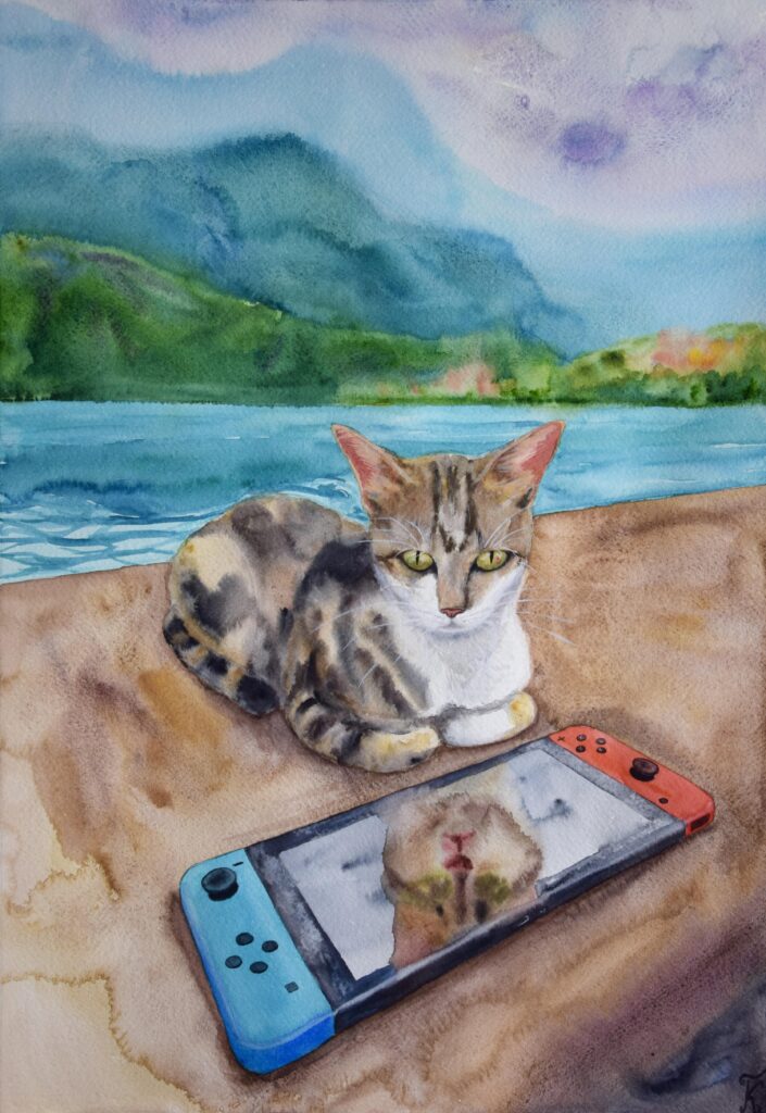 My watercolor painting with my Nintendo Switch☺️