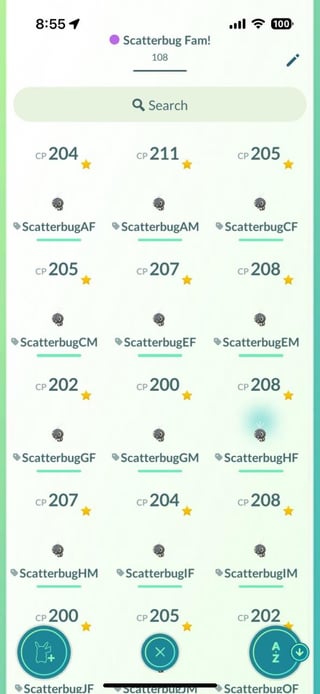 5800+ Scatterbug candies & 10 months later, I finally have a complete Scatterbug Evolutionary line with a Male and Female for each region!