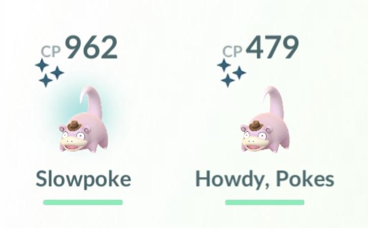 Found 2 shiny event Slowpokes! (my gf named the first one)