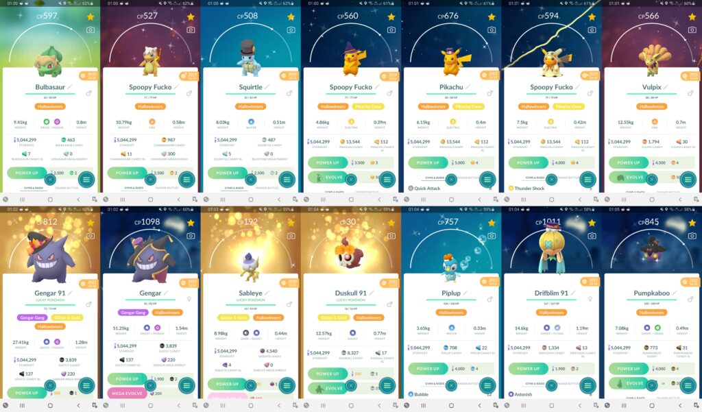 Finally completed my collection of all Shiny Halloween costume Pokémon released up until now, just in time before Halloween! 🎃💖