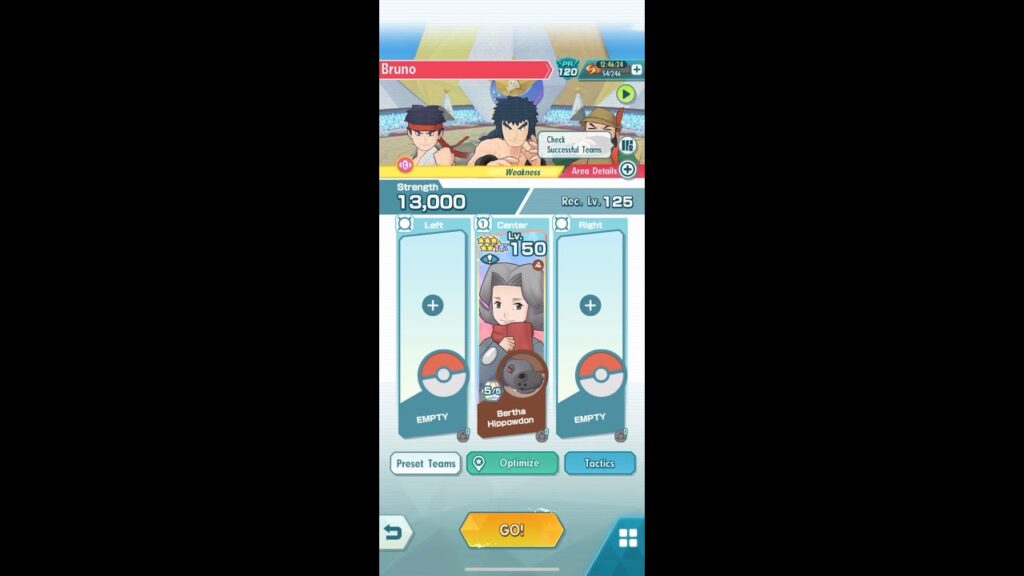 Pokemon Masters EX: Bertha Solos Bruno (Psychic Weak) 3000 Points