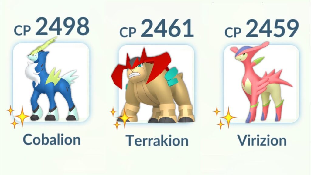 using SWORDS OF JUSTICE (Shiny) Trio in Pokemon GO.