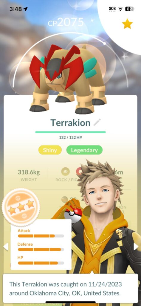 My first shiny legendary after playing for four months. He’s a cute lil guy!