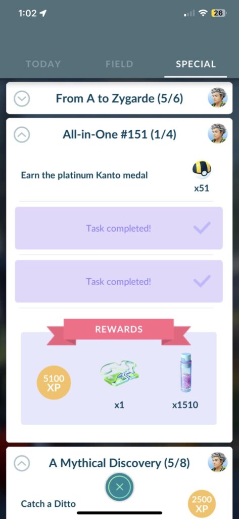 “Earn the platinum Kanto medal”
