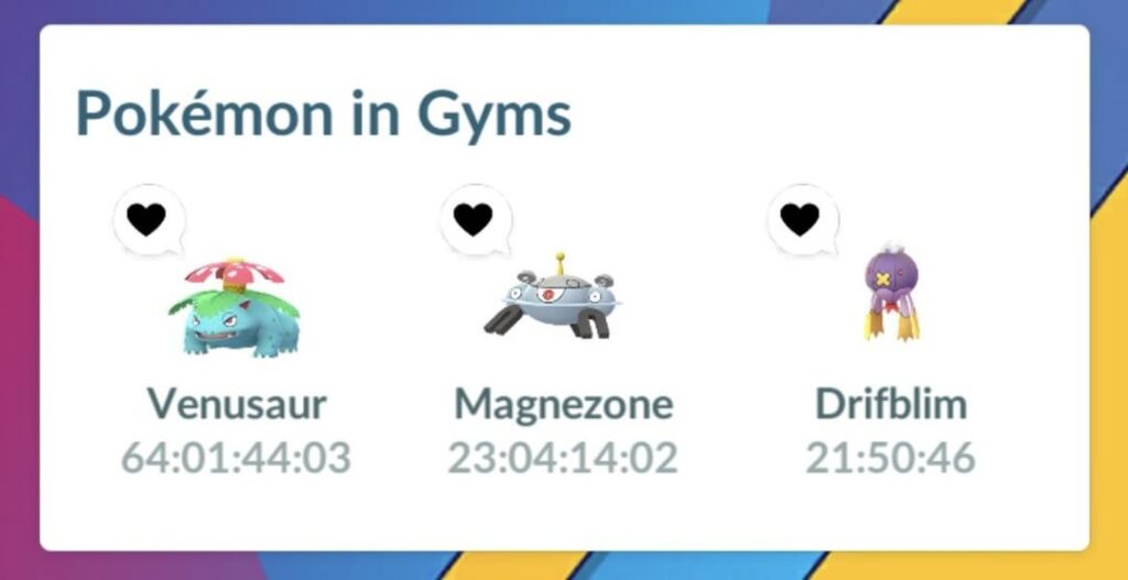 How long have your pokemon been in the gym?