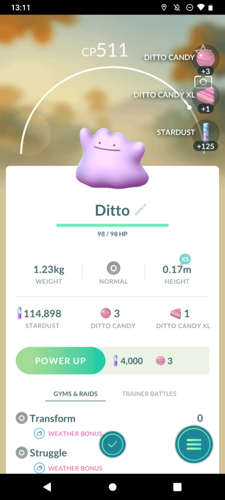 From finally caught a ditto