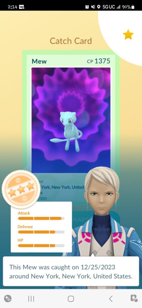 I caught my shiny mew on Christmas!