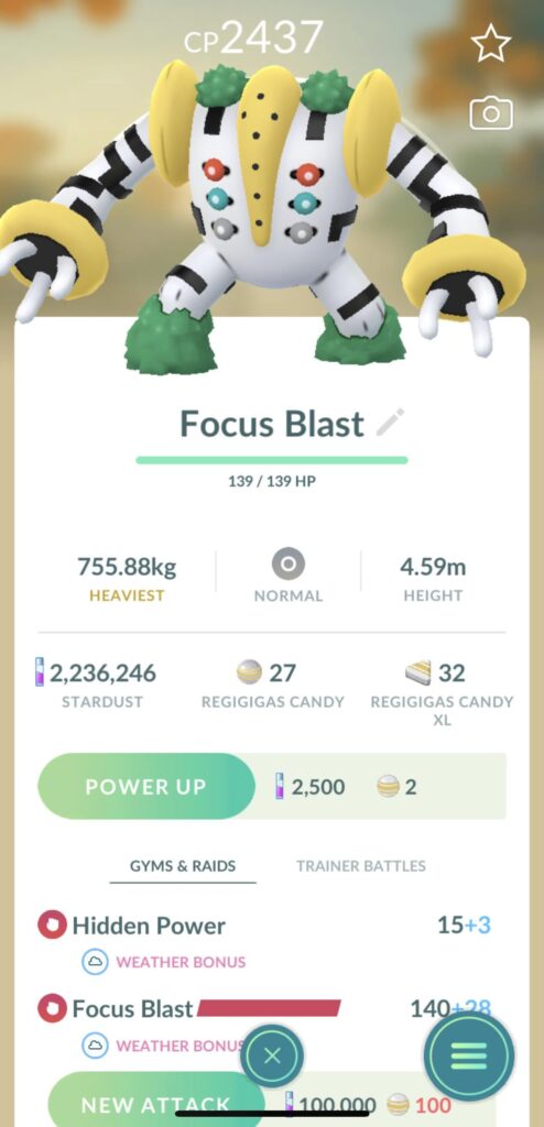 Would regigigas with fighting moves be a good raid attacker?