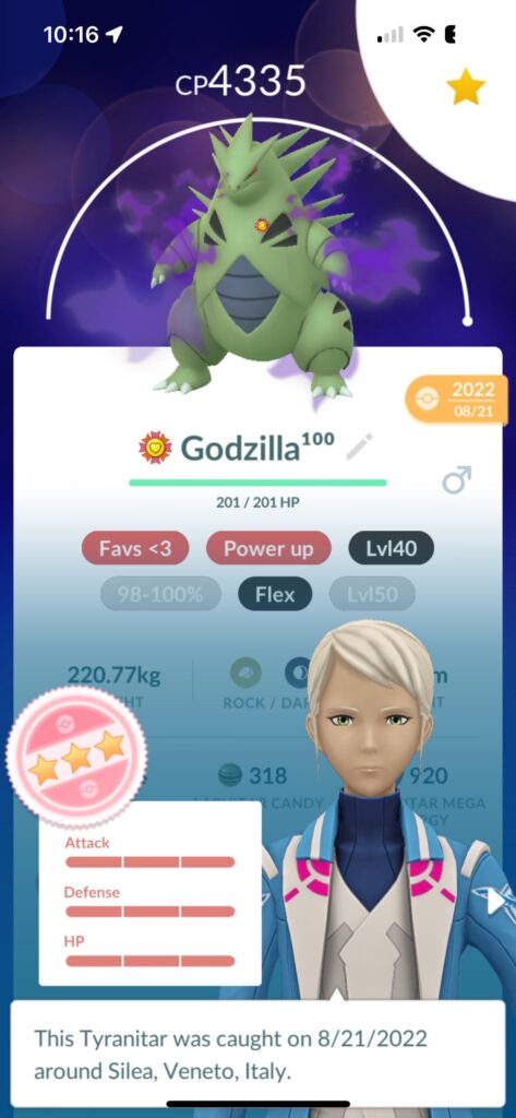 finally level 50d my shadow hundo tyranitar i caught in italy