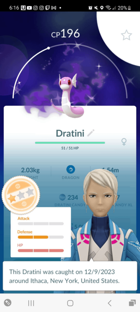 Actually freaking out at this one. Shadow Shiny dratini with competitive IVs for great league as a dragonair