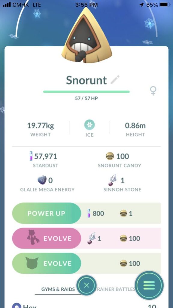 15/10/15 Snorunt. Should I evolve this into a Froslass or Glalie?