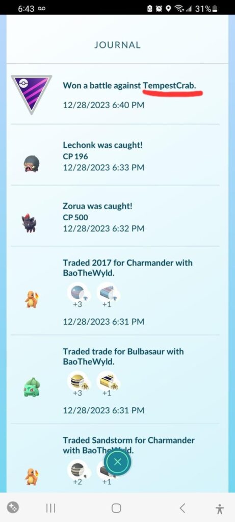 I always wondered if I could come across someone on my friends list on Go Battle League!! GG TempestCrab!