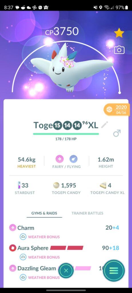 First fully maxed pokemon (I'm very proud of this)