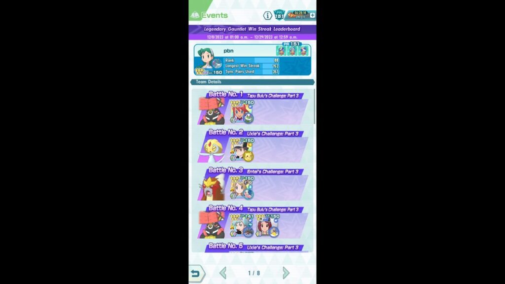 Pokemon Masters - Legendary Gauntlet #12 (152 Streak)