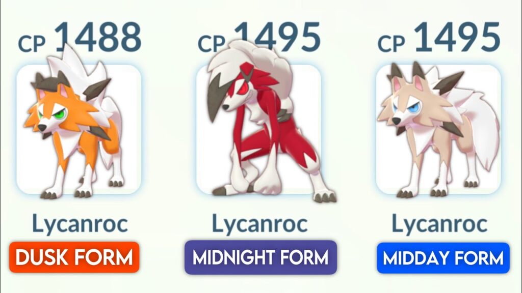 using ALL DIFFERENT FORMS of LYCANROC in POKEMON GO.