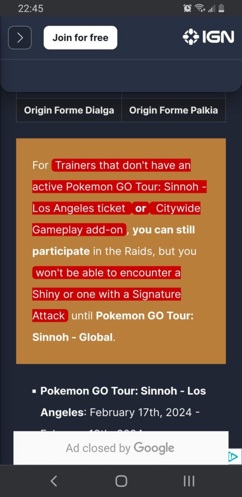 Does one actually have to travel to LA to catch Dialga/Palkia?