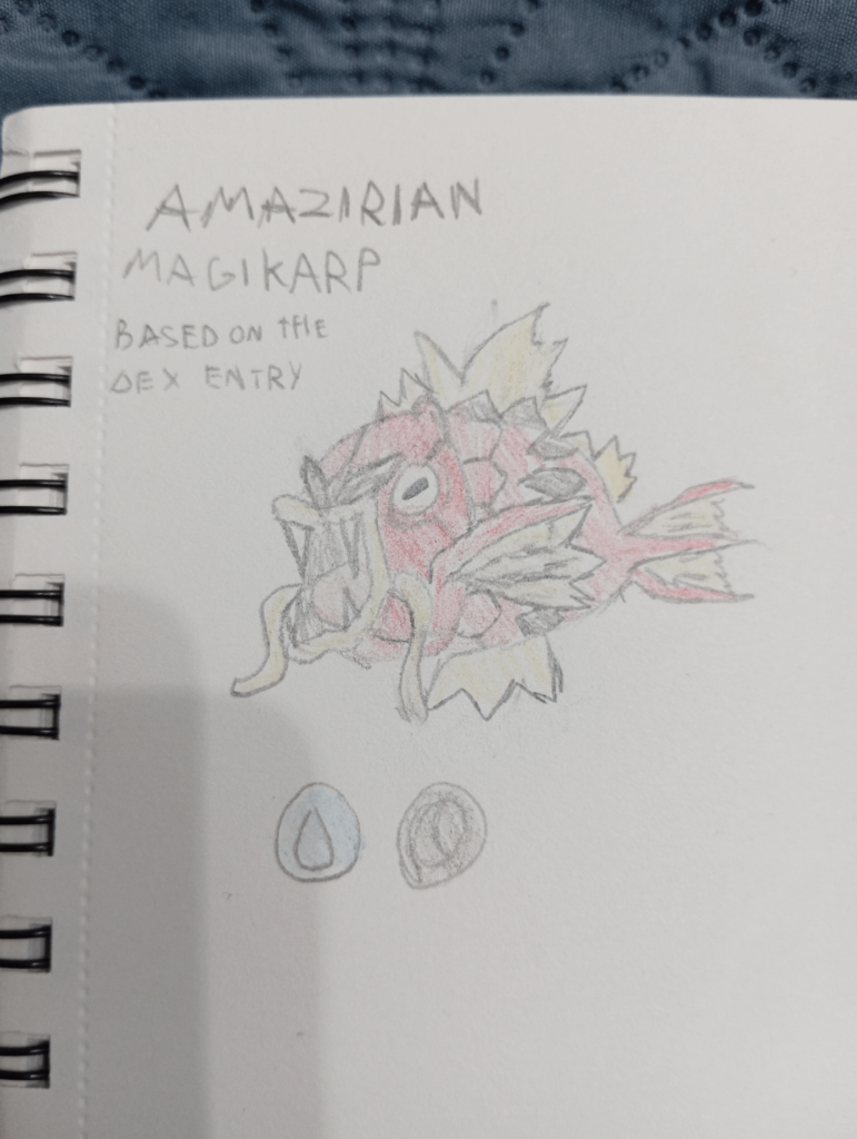 An amazirian form of magikarp Based on its Dex entry
