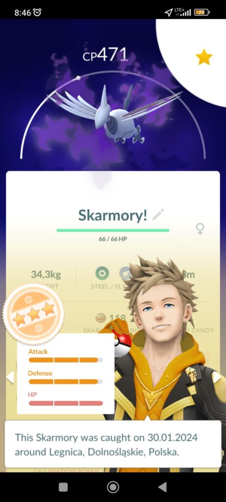 What to do with this Skarmory? Purify for perfect?