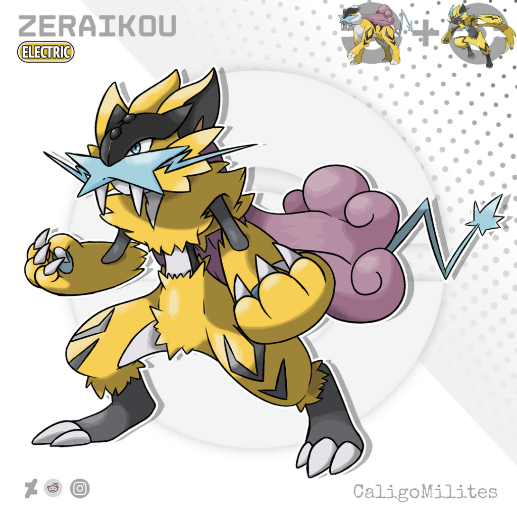 Fusion: Zeraora and Raikou Pokemon Fakemon