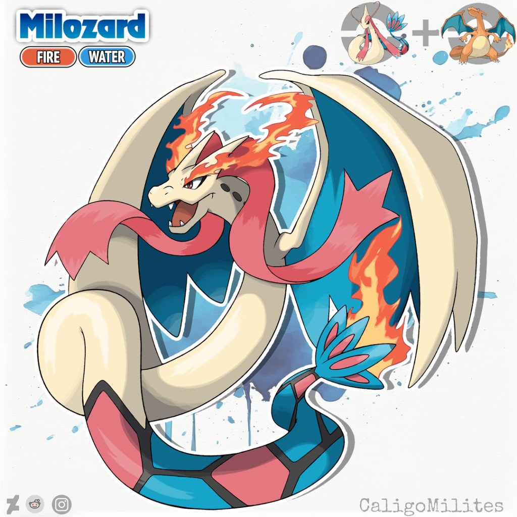 Fusion Charizard and Milotic Pokemon Fakemon