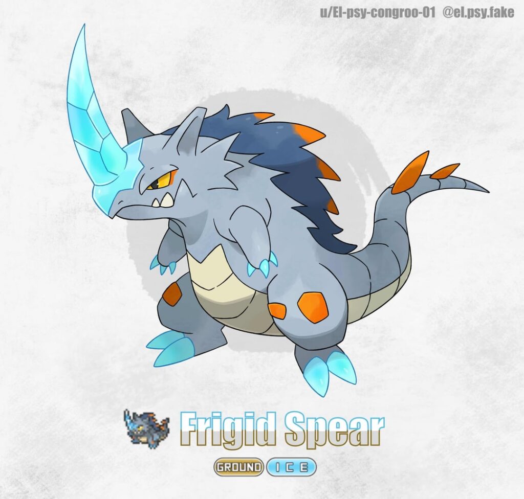 Frigid Spear, a Ground/Ice-type Ancient Paradox Form of Rhydon - Drawn by u/El-psy-congroo-01