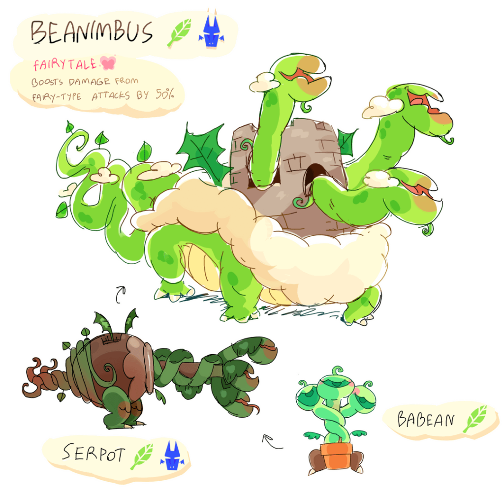Designed a magic beanstalk dragon pseudo-legendary, Beanimbus!