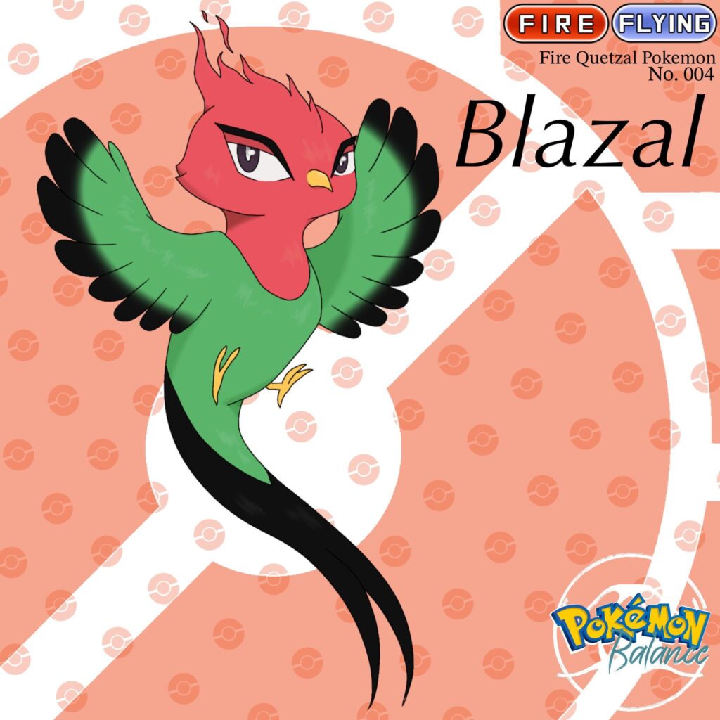 Blazal, the fire quetzal pokemon